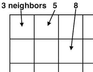 Neighbors at the edge of the Life board